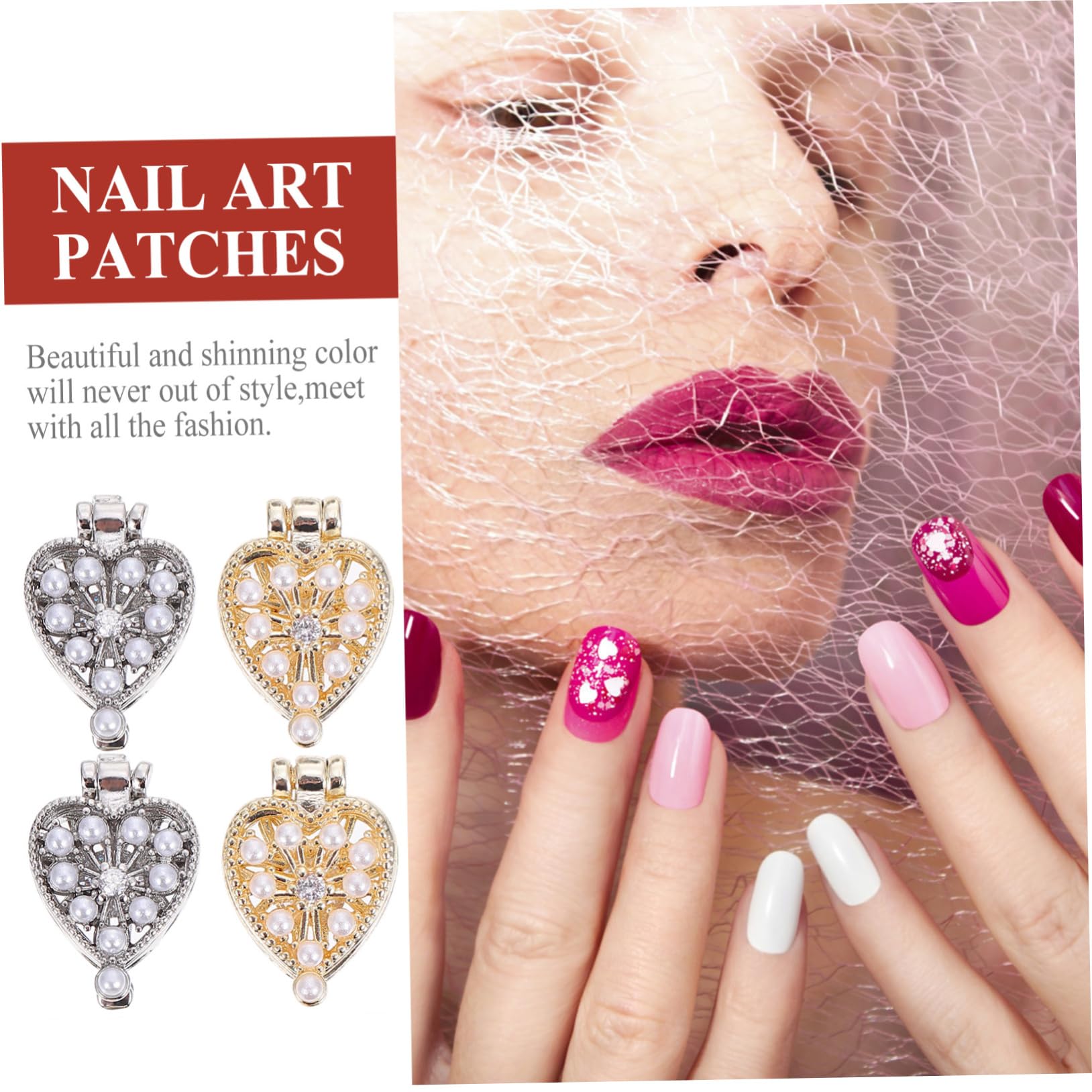 4 Pezzi Trapano per Unghie Strass per Unghie Decorazione a Cuore Strass a Cuore Nail Art Cristalli Pietre per Unghie Accessori per Donne Borchie per Nail Art Scatola a cu