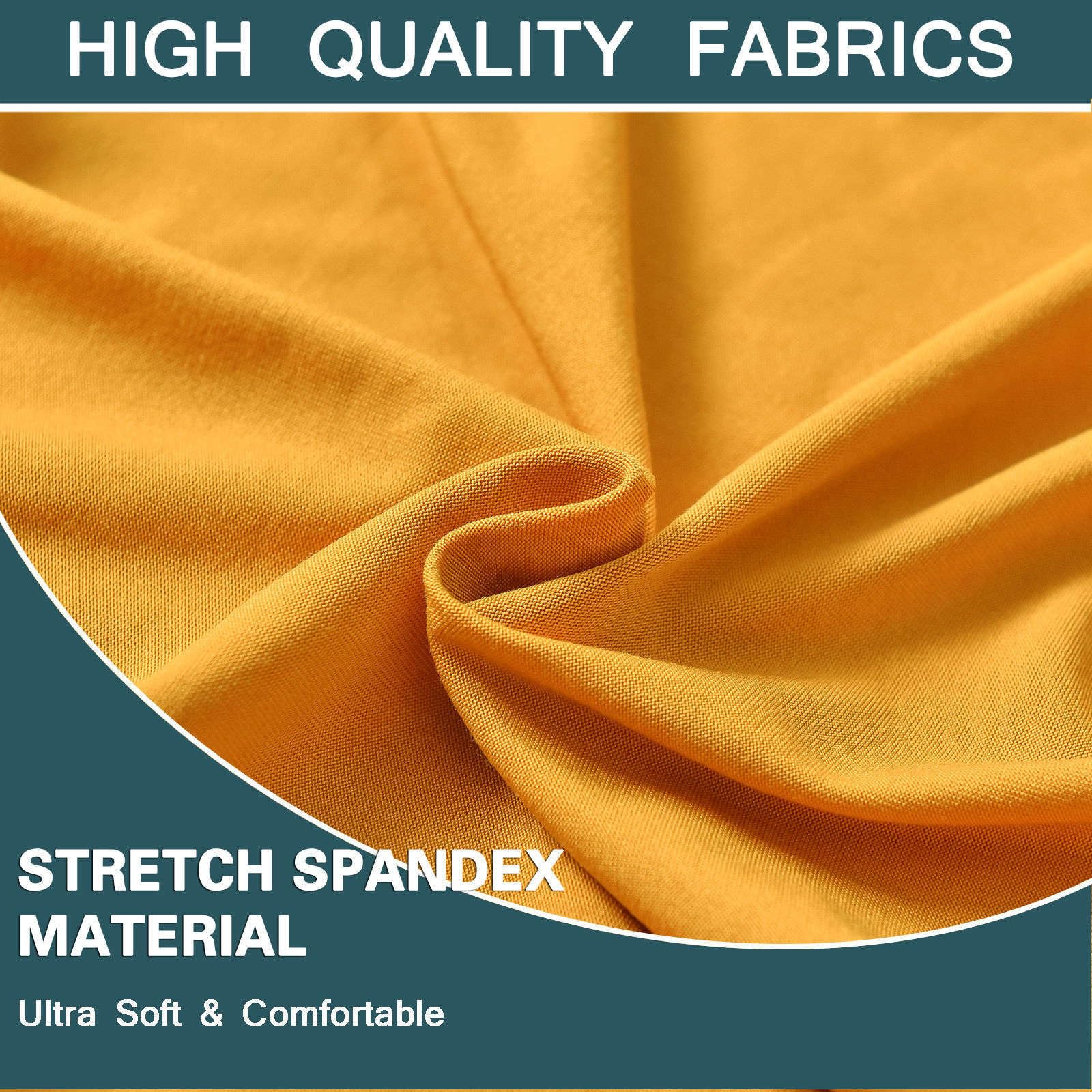 CLGTY Spandex Wing Chair Cover Set, 2 Piece Wingback Chair Slipcover and 1 Piece Rectangle Storage Stool Cover Stretch Wing Back Chair Covers Washable for Living Room-Yellow-3 Piece