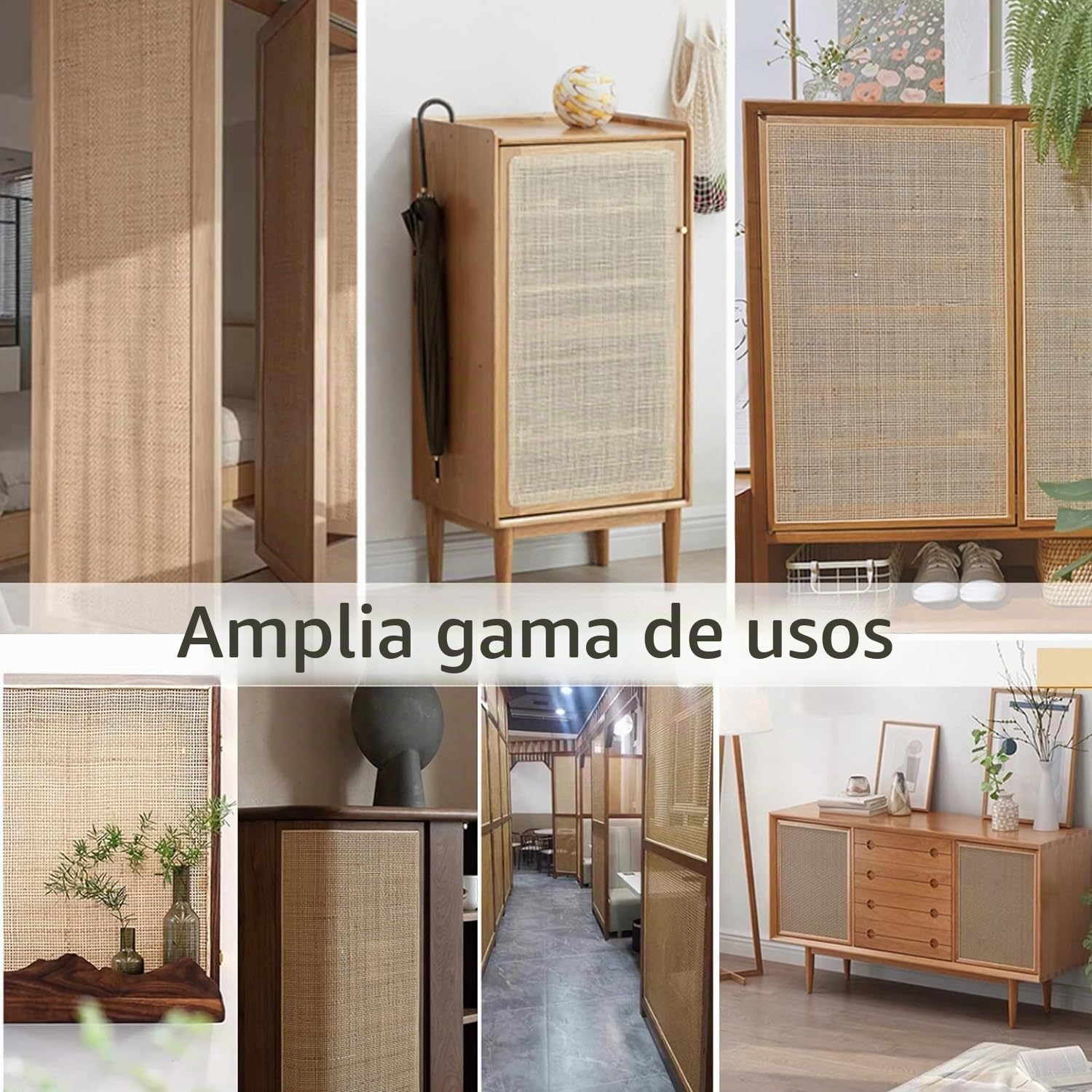 de ancho de ratán natural para muebles, correas de malla abierta, ratán, mimbre, ratán, ratán, rollo, material de bambú, tela para silla, armario, decoración del hogar (1, 50×200CM)