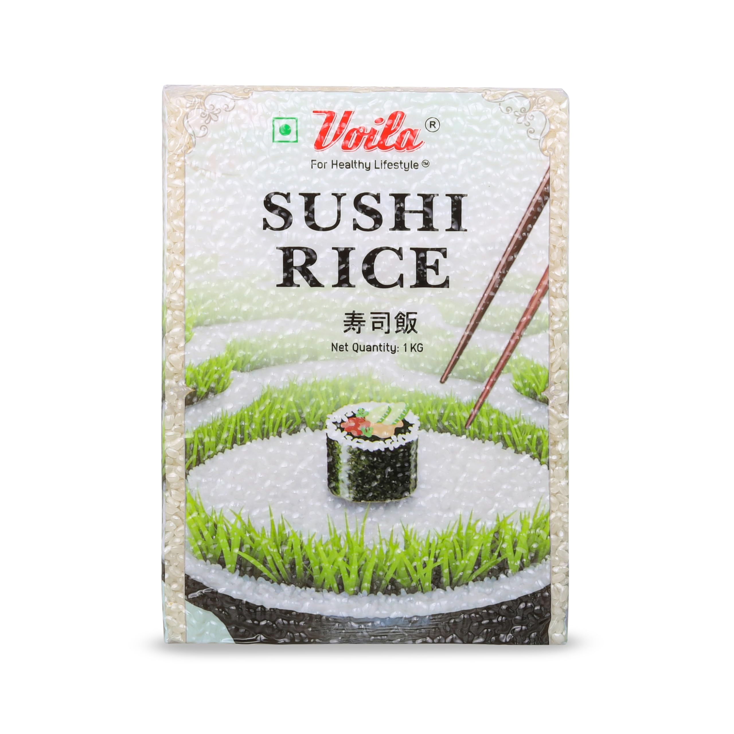 Voila Sushi Rice 1kg | Short Grain Sticky Rice | Used for Sushi, Onigiri, Maki Roll & More | Ideal For Korean, Japanese, Chinese Cuisine