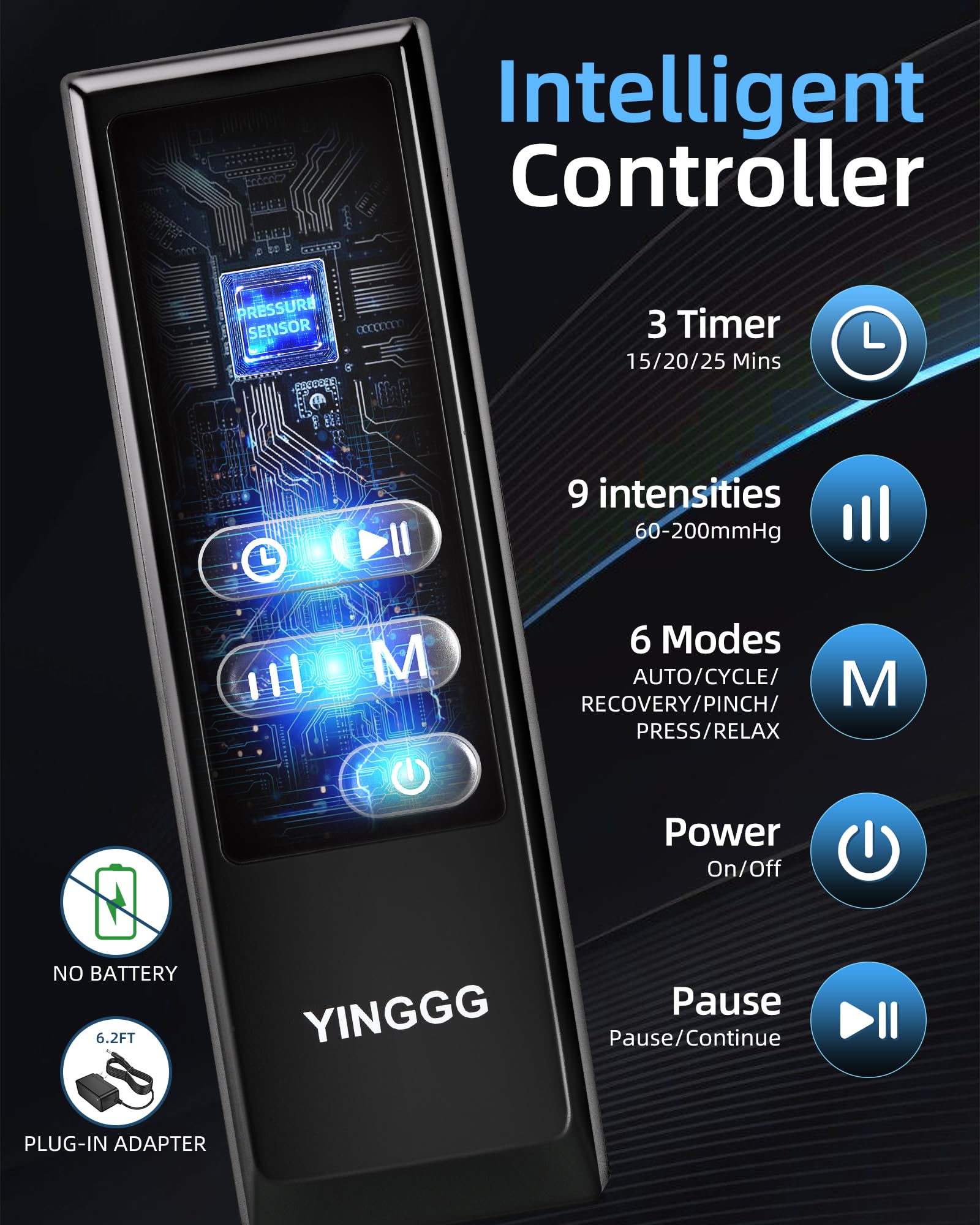 YINGGG Air Leg Massager with Compression: Professional Full Compression Boots with Adjustable 9 Intensities, Leg Massager for Circulation and Fatigue Relief for Post-Workout(Large)