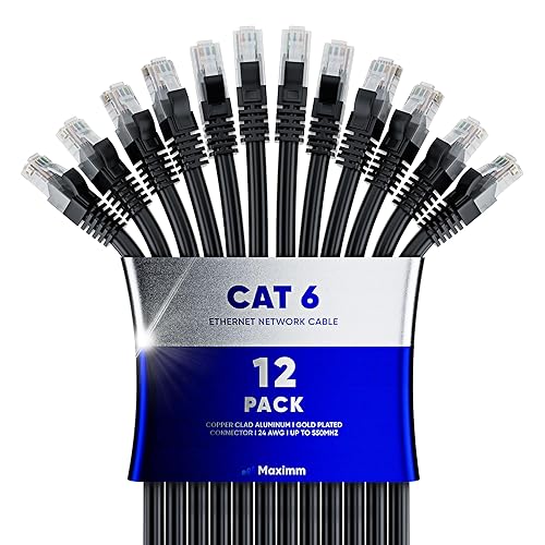 Miniatura 9 de Maximm Paquete de 12 cables Ethernet Cat 6 de 15 pies, cable LAN de alta velocidad, cable de Internet, cable de conexión y cable de red, UTP, 10