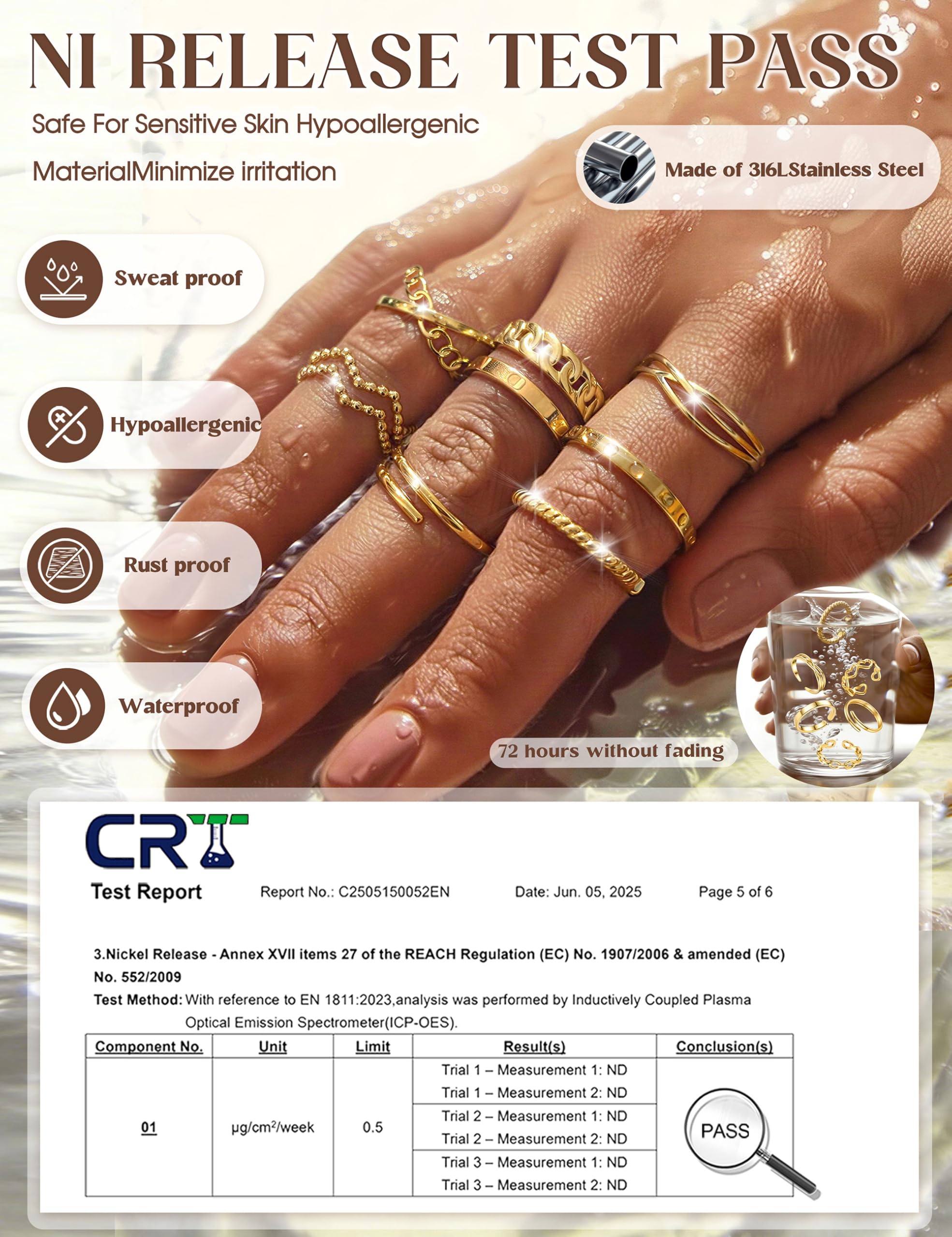 JeweBella 12 Stück Ringe Gold Silber Wasserfest Ring Damen Edelstahl 18K Vergoldete Trendy Stapelbare Offene Ringe Set Frauen Verstellbar Daumenring Fingerring Stapelringe Damen Schmuck