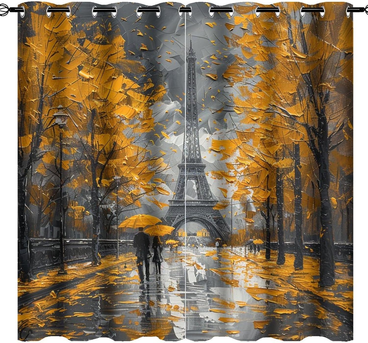 Rideau occultant isolant thermique contre le froid et le vis-à-vis motif Paris 3D