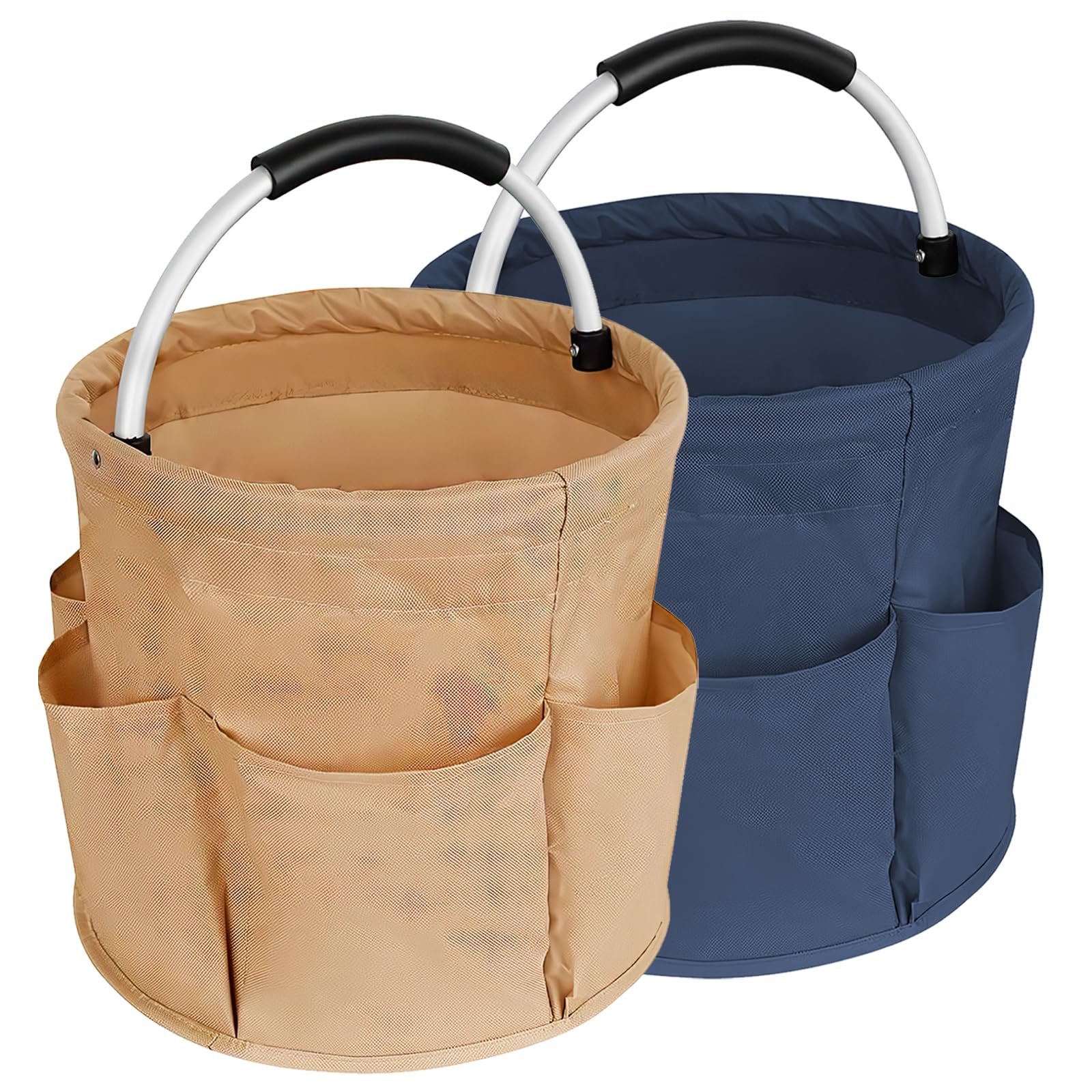 Rness Foldable Picnic Basket Beach Basket Set, 2x Folding Camping Basket, Bathroom Storage Bath Wash Bag,Home Shopping