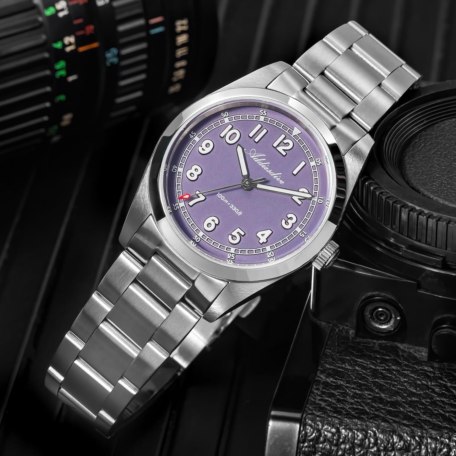 ADDIESDIVE 9 MM Mens Watch Synthetic Sapphire Easy to Read Arabic Numeral Face BGW9 Luminous 100 M Waterproof Quartz Analog Dress Watches