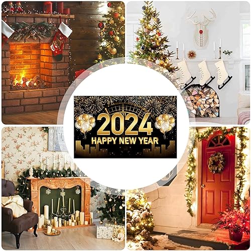 Miniatura 2 de Fondo de feliz año nuevo 2024 feliz año nuevo fondo de tela feliz año nuevo banner decoración fiesta familia foto fondo