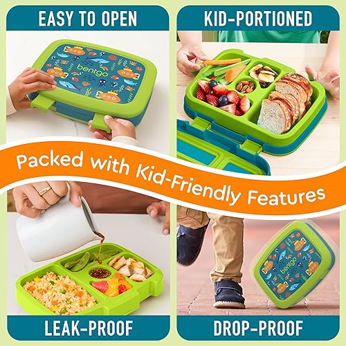 Miniatura 147 de Bentgo Kids Prints - Lonchera para niños, a prueba de derrames, con 5 compartimentos, estilo bento, tamaño de porciones ideales para edades de 3 a 7