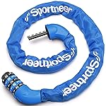 Sportneer Bike Lock: 5 Digit Combination High Security Anti Theft Bike Chain Lock - 3.2/3.6/4ft Heavy Duty Resettable Keyless Bicycle Lock for Bike, Motorcycle, Scooter, Door & Gate - 6mm Thick