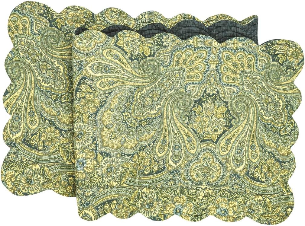 C&F Home Kashmir Paisley Cotton Quilted Reversible Table Runner 14x51 Table Runner Green (842671994)