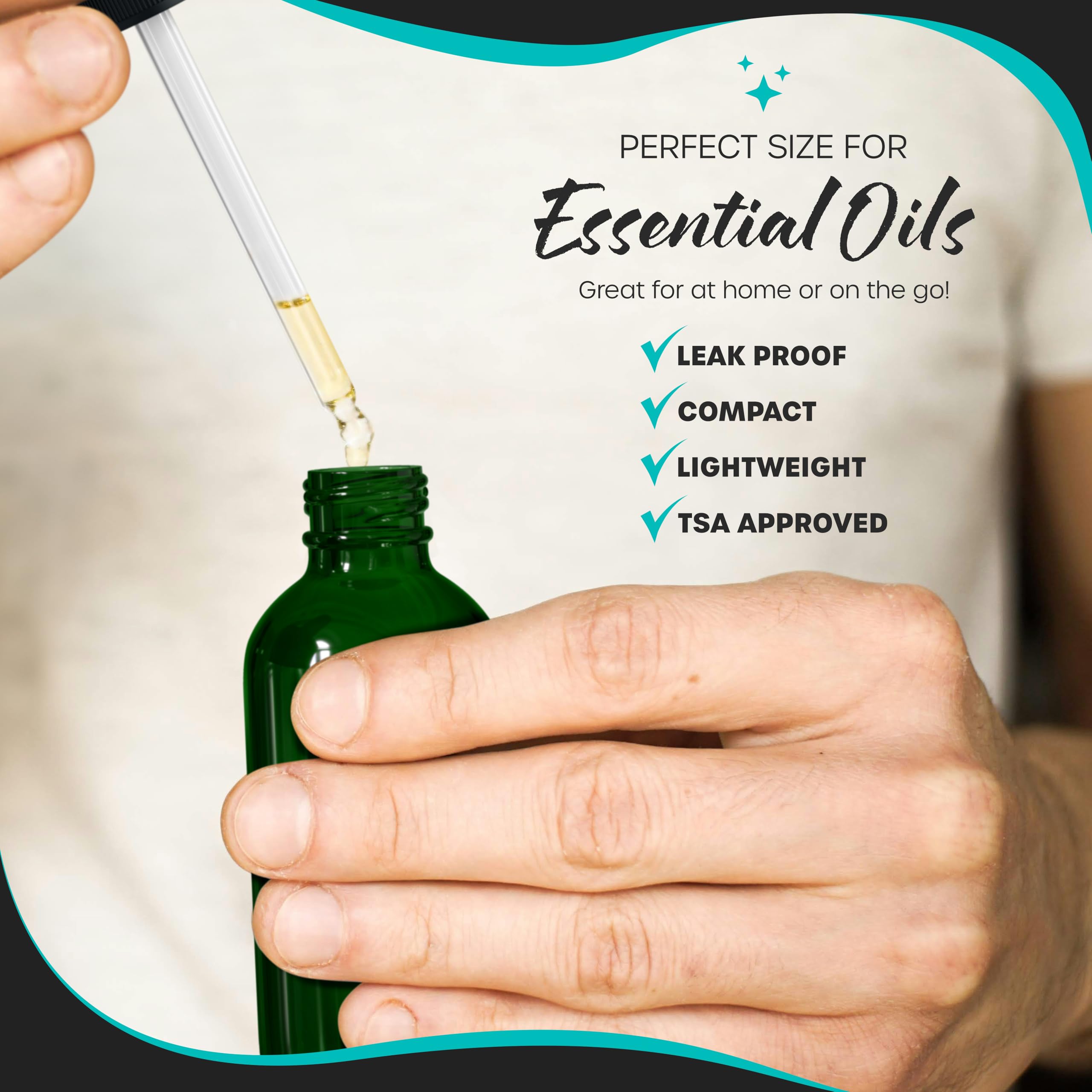 Nevlers 24 botellas cuentagotas de vidrio verde de 2 onzas, botella de vidrio pequeña de succión firme sin fugas con cuentagotas versátil, botellas de tintura, botella cuentagotas de medicamentos,