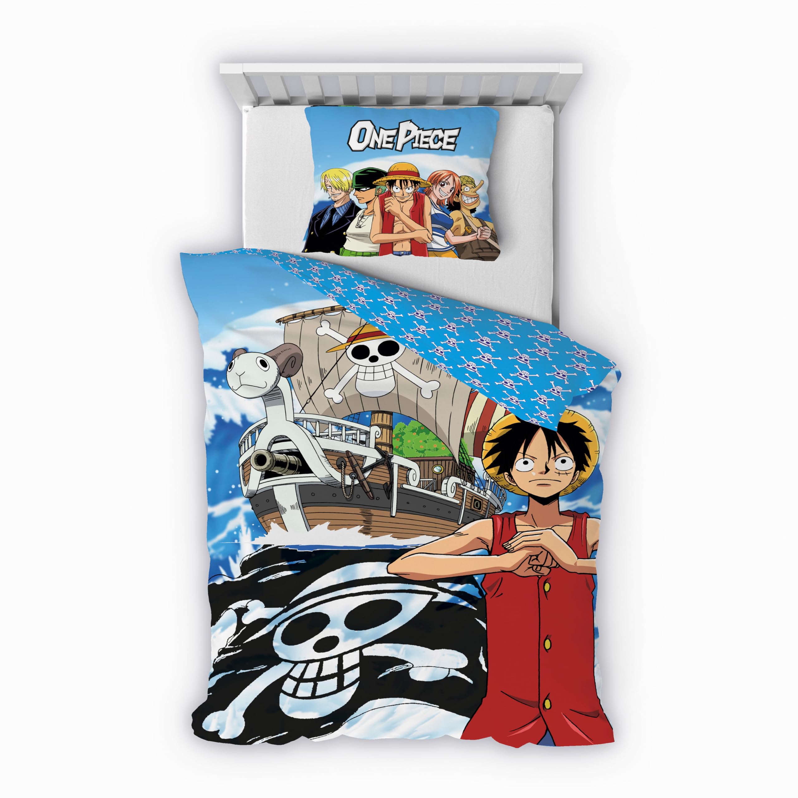 Träumschön One Piece Bettwäsche aus 100% Baumwolle 2tlg. 135x200 + 80x80 cm | Renforcé Piraten Bettwäsche mit Reißverschluss, leicht, atmungsaktiv, bügelfrei, ideal für den Sommer, OEKO-Tex zertifiziert