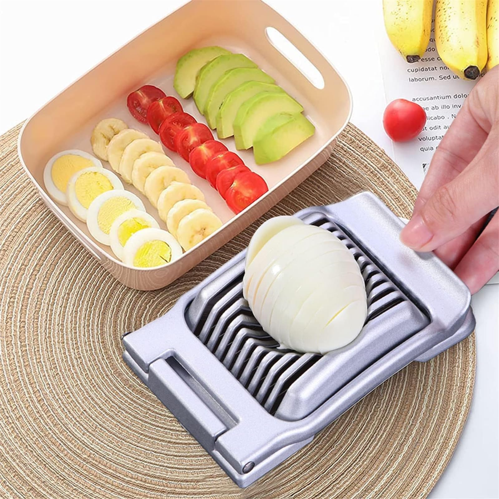 Rebanador de Huevos Duros,Pelador Huevos Corta Cocidos Huevos Duros Cortador de Eggs Setas Cutters Acero para Emparedado sándwiches Ensalada de champiñones