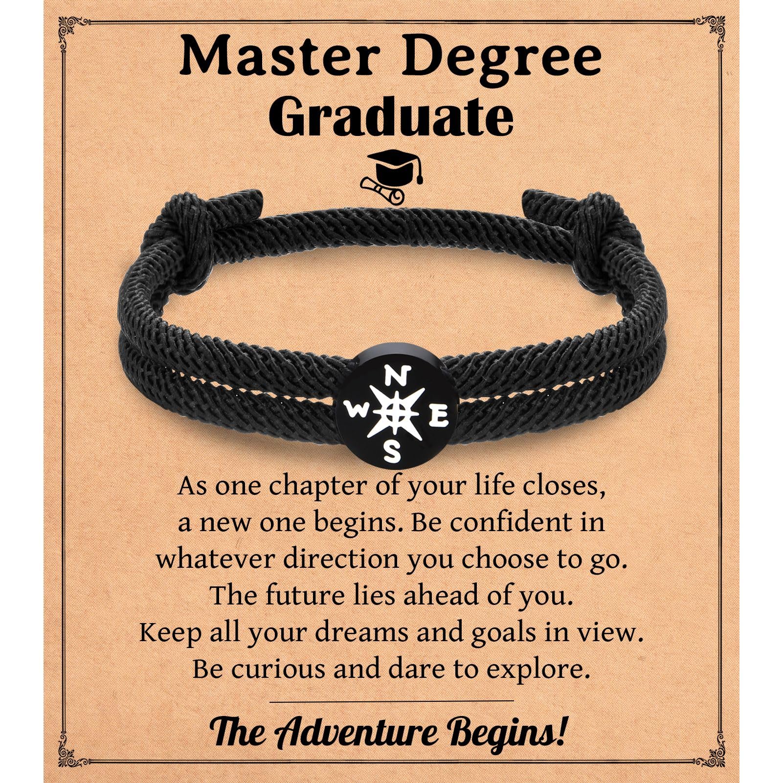 IKIATY 2025 Graduation Gifts for Him Men Boys, High School 5th 6th 8th Grade Kindergarten Preschool College Masters Degree Graduation Gifts Compass Bracelet for Grandson Son Nephew Friends