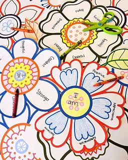 Roylco Affirmation Flowers – Back to School SEL Craft Kit for Kids, 32 Positive Message Flower Crafts for Classrooms, Counseling, and Home, Supports Social Emotional Learning Activities