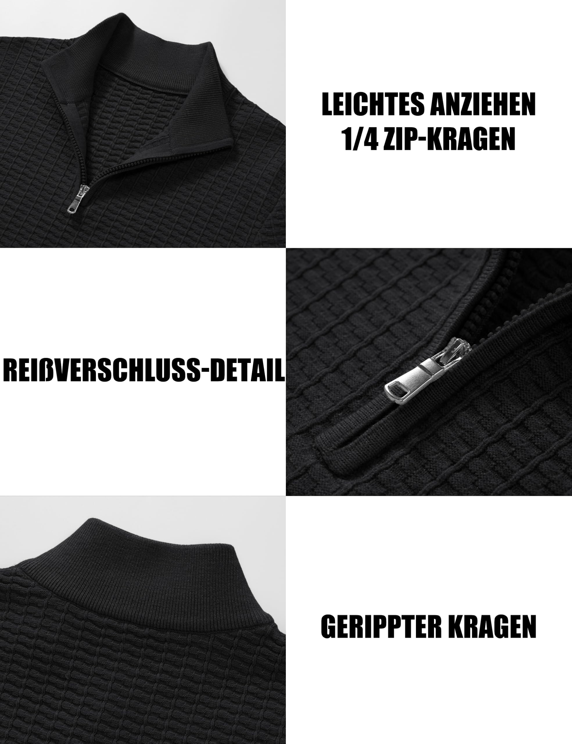 Cavva Winterpullover Herren 1/4 Zip Pullover Warm Rollkragenpullover Troyer