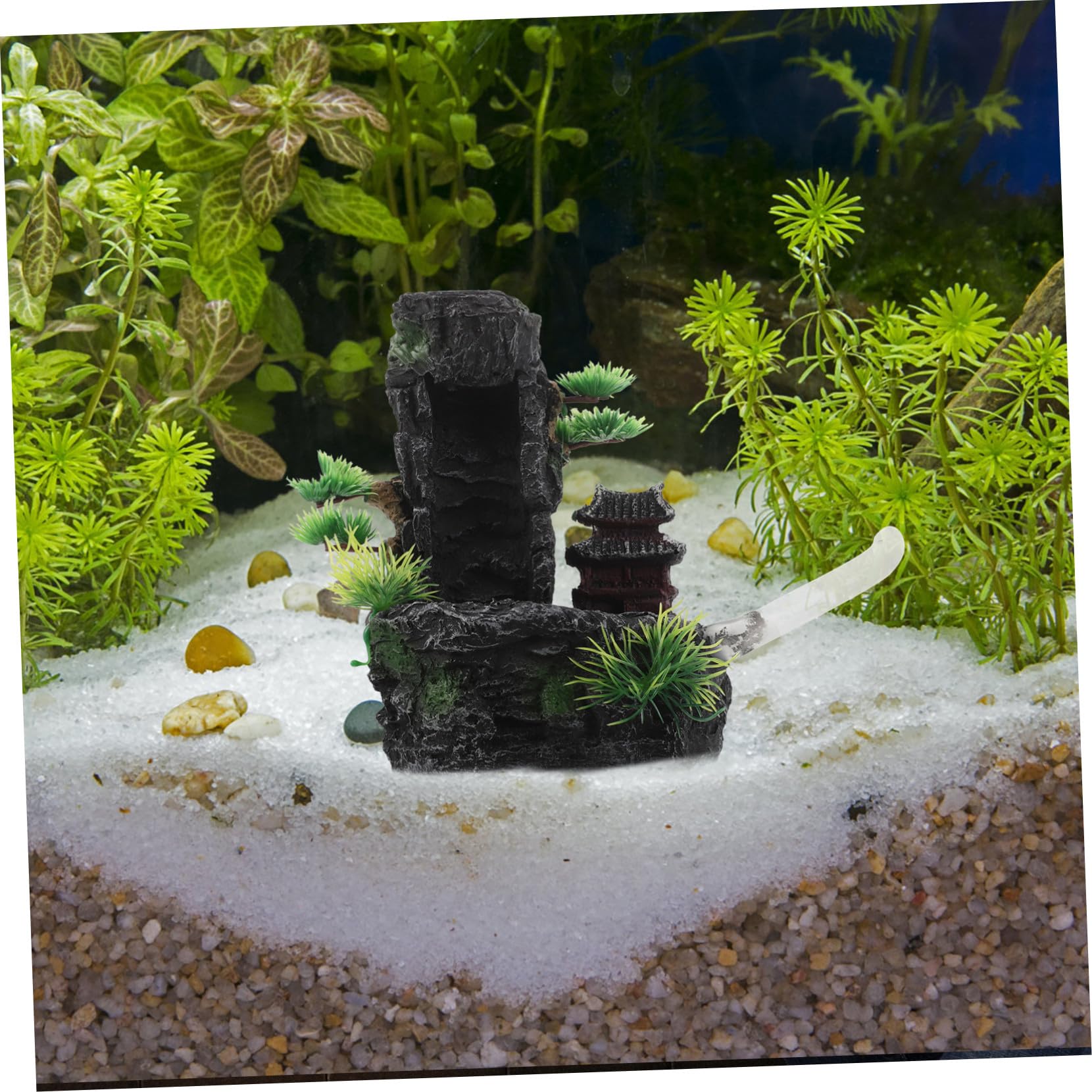 Toddmomy Decoraciones de Acuario Roca de Montaña de Resina Artificial Hogar Oficina Cascada Pequeña para Acuario Decoración de Roca Artificial para Pecera Escondite para Peces