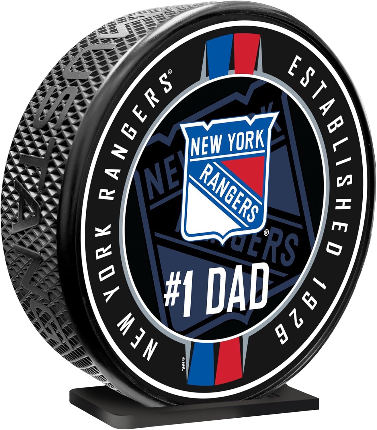 Sports Decor New York Rangers | 8" MEGA Puck | #1 Dad Ribbon