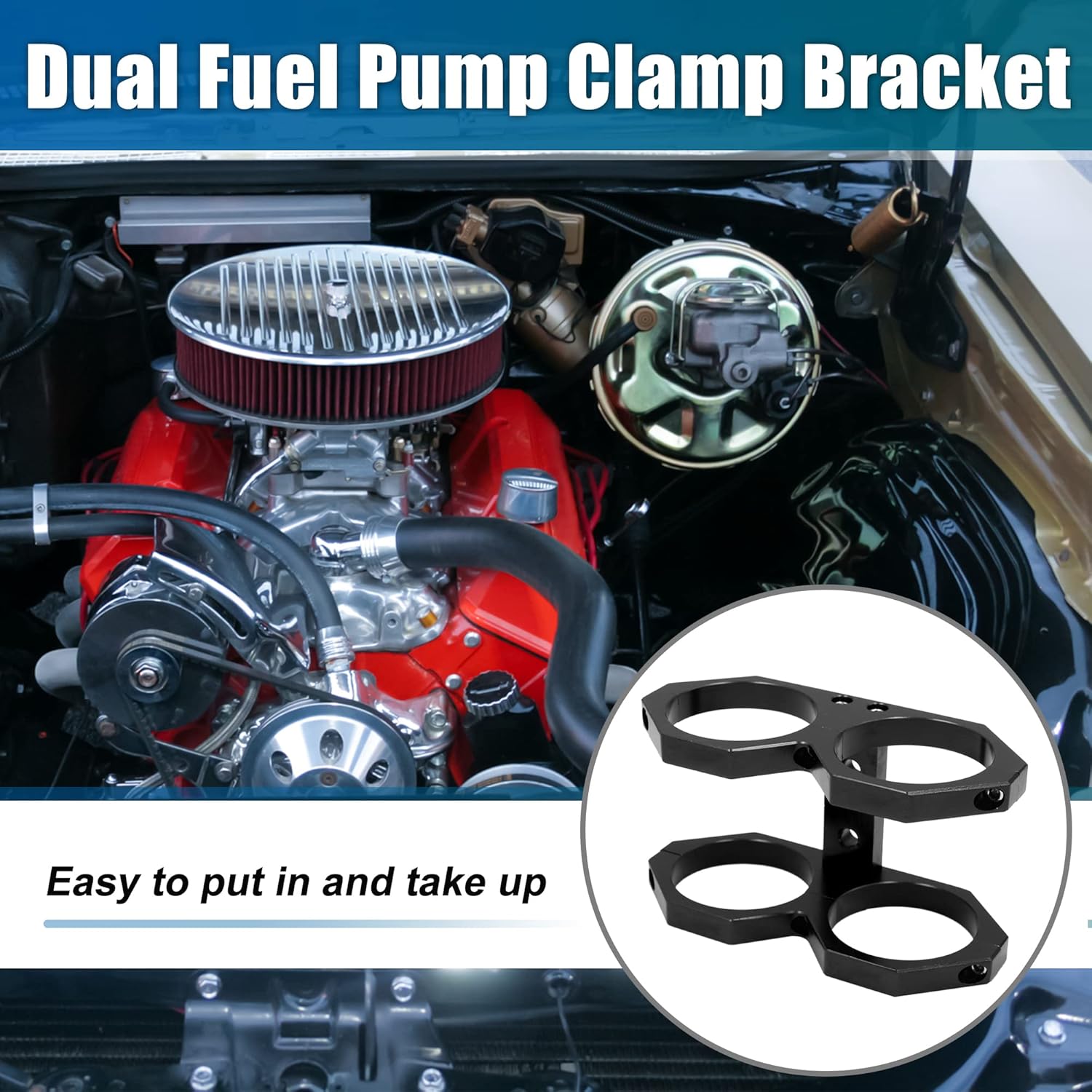 uxcell 60mm Dia Black Car Dual Fuel Pump Mounting Bracket Filter Clamp Cradle Universal Aluminum Alloy Replacement