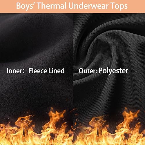 Miniatura 5 de Paquete de 1 o 2 leggings térmicos de compresión para niños, pantalones con forro polar para jóvenes, mallas de capa base para clima frío