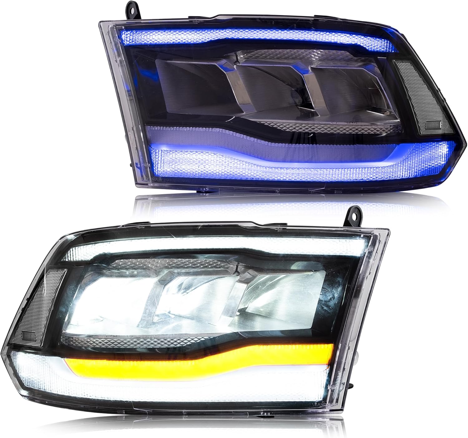 VLAND LED Headlights Compatible with Dodge RAM 1500 2009-2018(Halogen and Xenon) & RAM 1500 Classic 2019-2021 Clear Reflector