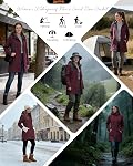 33,000ft Women's Softshell Long Jacket with Hood Fleece Lined Windproof Warm up Waterproof Windbreaker