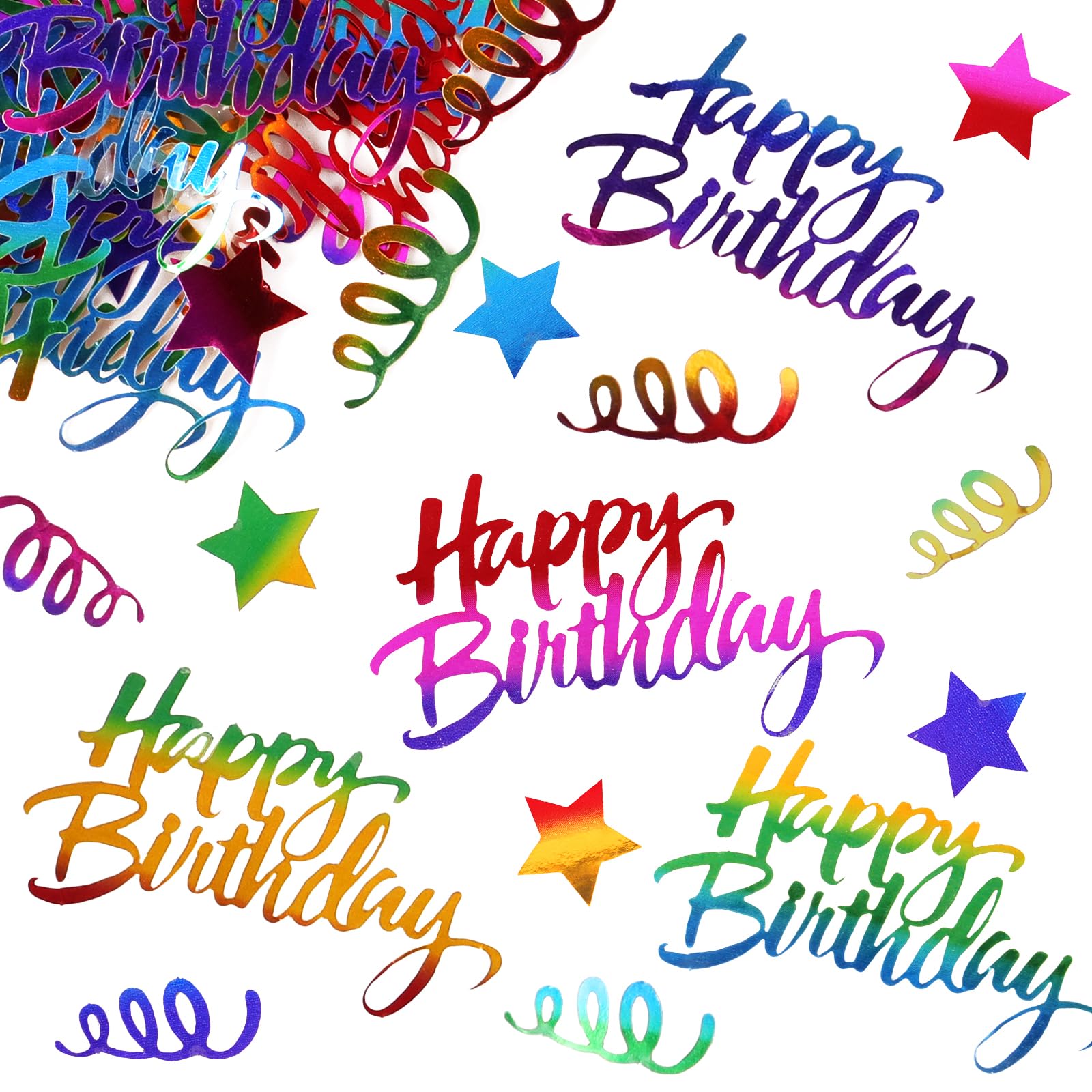 BETESSIN Colourful Birthday Table Decoration – Pack of 100 Happy Birthday Confetti with Streamers & Star Motifs – Confetti Decoration Birthday – Birthday Decoration Table – Table Decoration for Boys