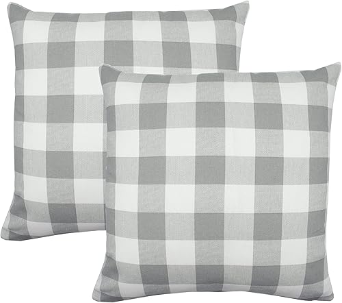Miniatura 2 de Juego de 2 fundas de almohada cuadradas de búfalo a cuadros, 100% algodón para decoración de primavera y verano, sofá de cama de automóvil, 20 x 20