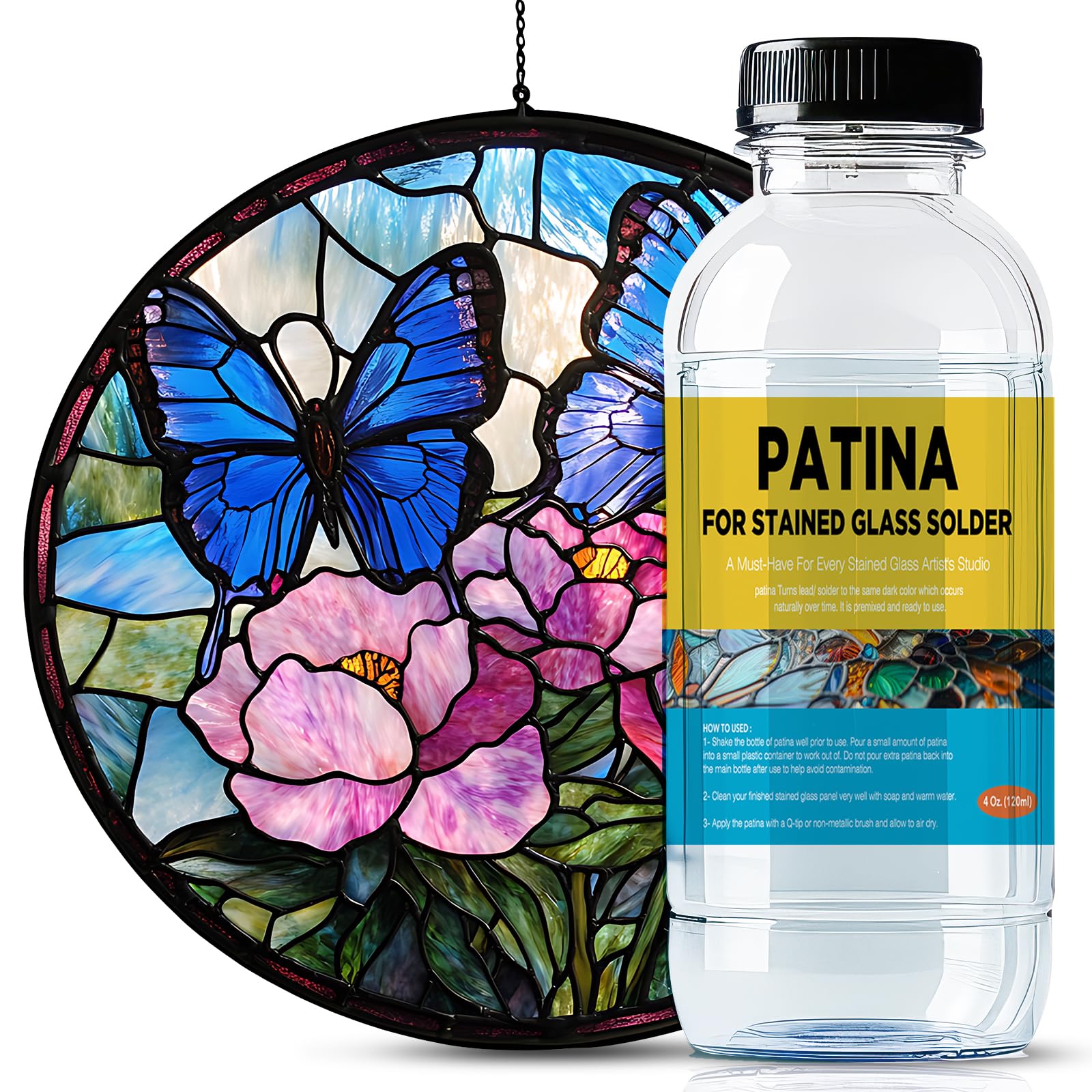 Black Patina for Lead and Solder - 4 oz, Black Patina for Stained Glass Solder - Patina for Stained Glass Solder - Black Patina for Solder - Flux for