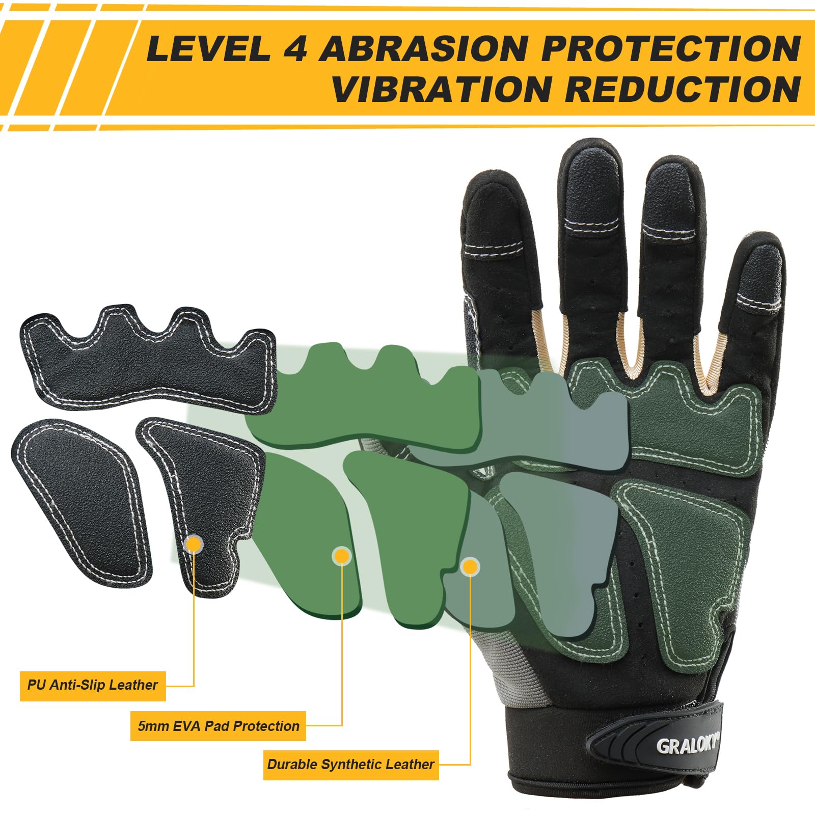 Guantes de trabajo de seguridad para hombres y mujeres, guantes de impacto TPR para hombres y mujeres, guantes antivibraciones, guantes de trabajo resistentes para jardinería, mecánico de
