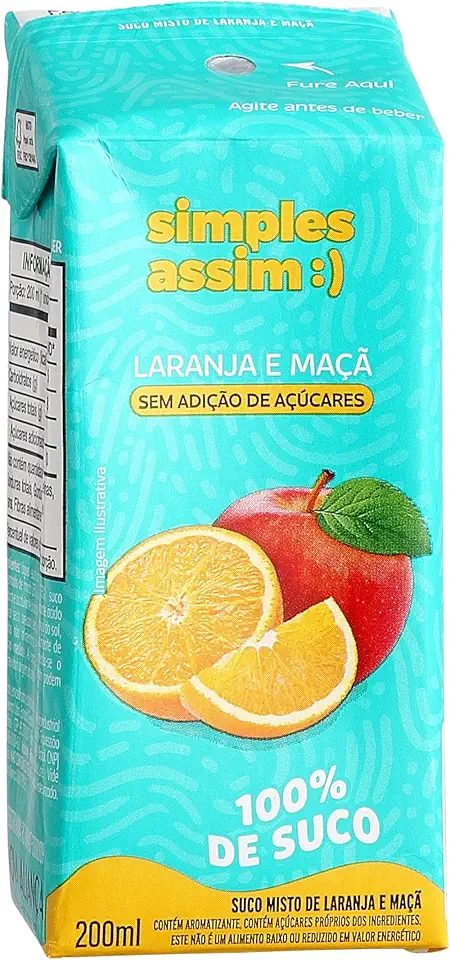 Simples Assim Suco de Laranja e Maçã 200ml