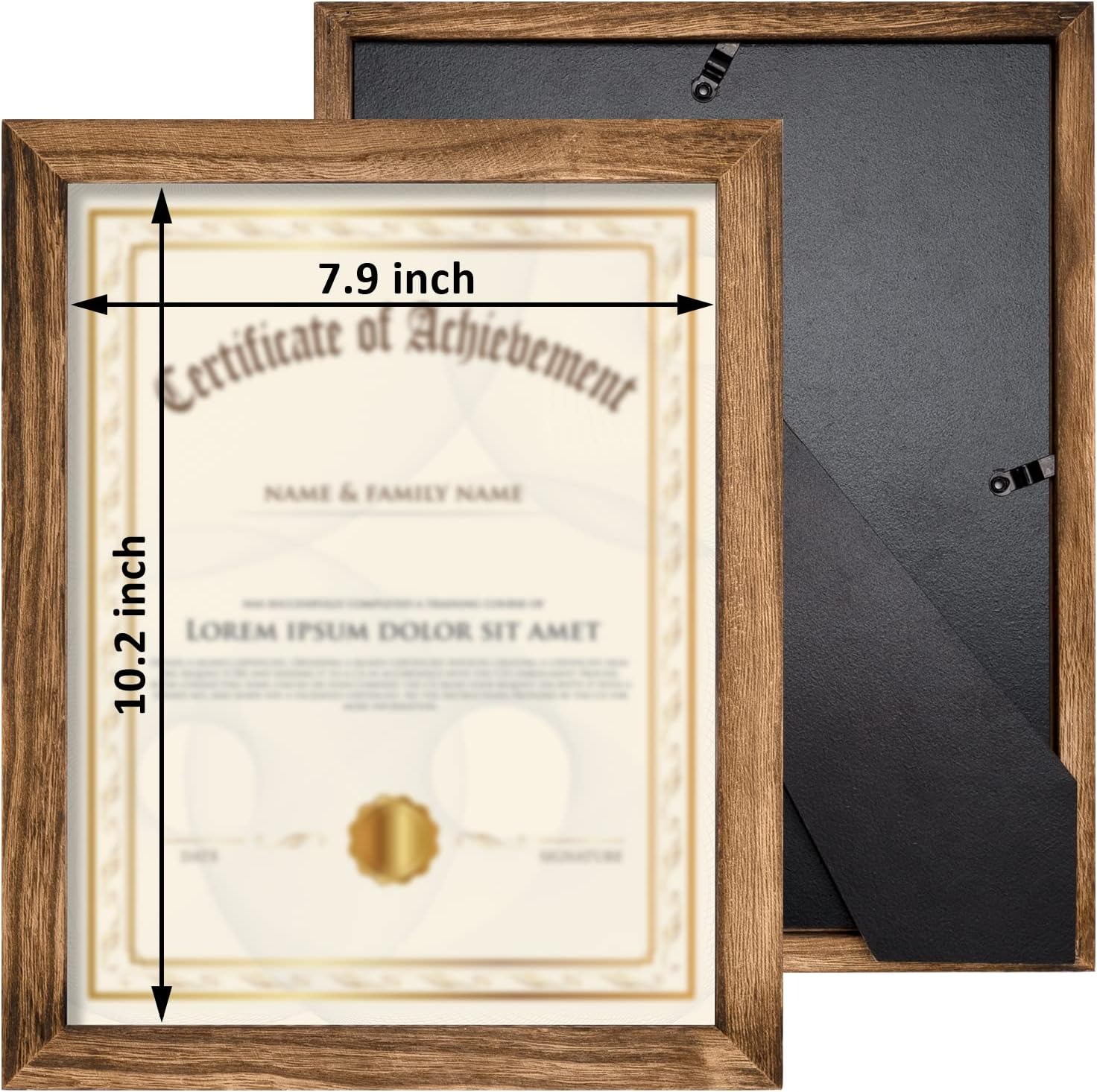 Emfogo 8.5x11 Certificate Frames with Stand Rustic Wood Document Frames with High Definition Glass Diploma Frames for Wall or Tabletop Display Set of 2 (Rustic)