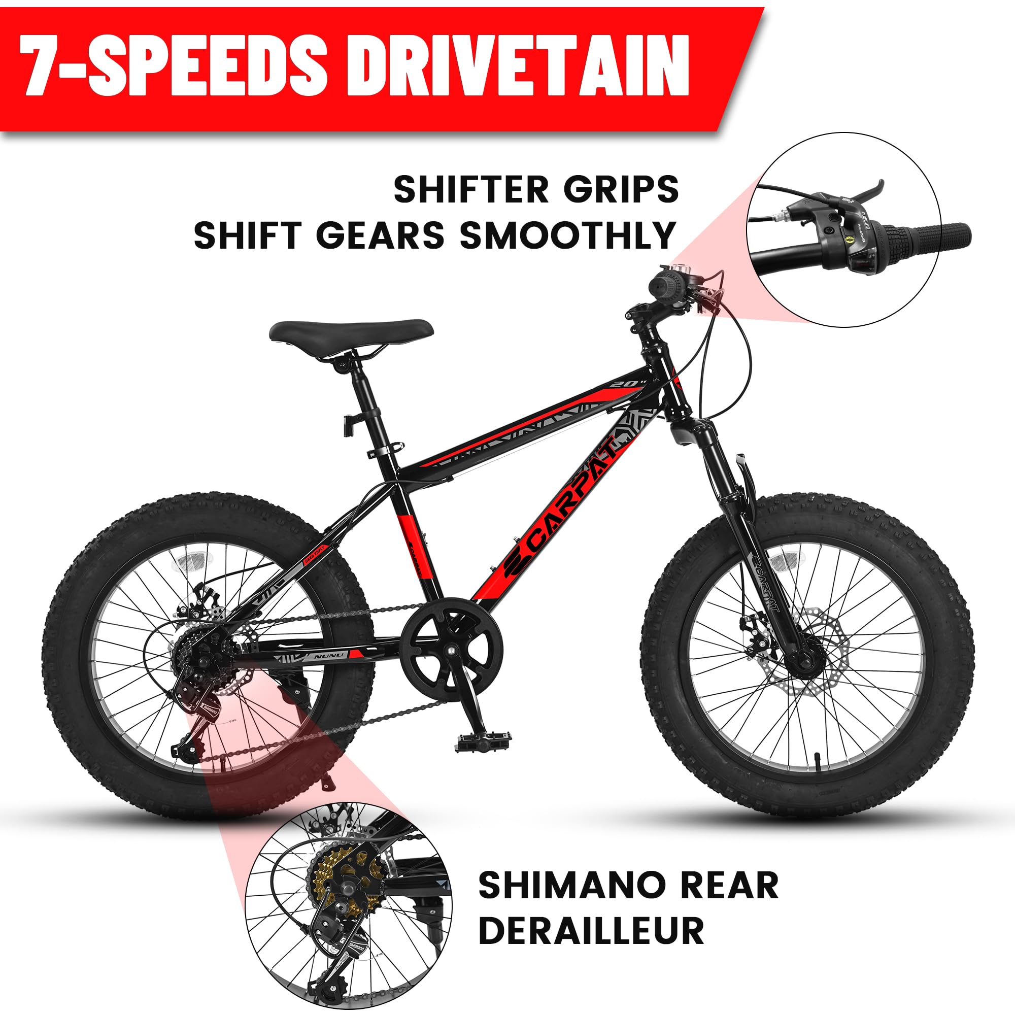 Amazon | Ecarpat 20インチ ファットタイヤ キッズ マウンテンバイク