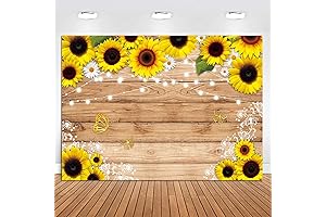 Sunflower Wooden Photography Backdrop 7x5ft for Birthday Newborn Baby Shower Supplies Rustic...