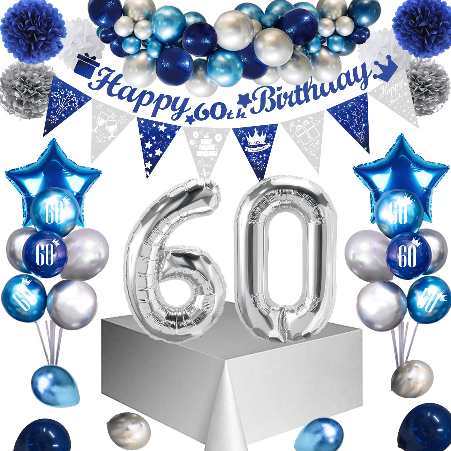 Buy 60th Birthday Party Decorations Men, Sumtoco Navy Balloon Kit