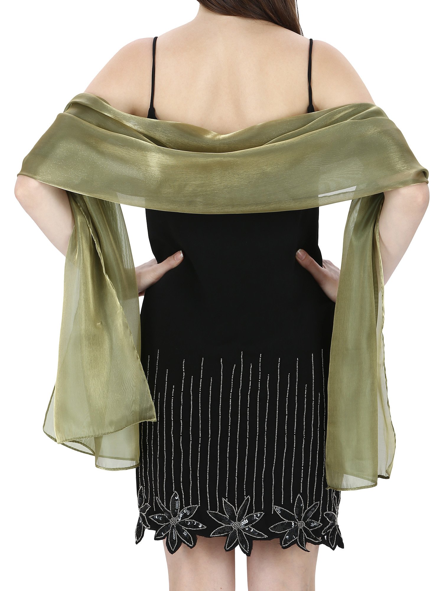 World of ShawlsSilky Iridescent Scarf Wrap Stole Shawl For Wedding Bridal Bridesmaids Evening Wear Prom & Parties