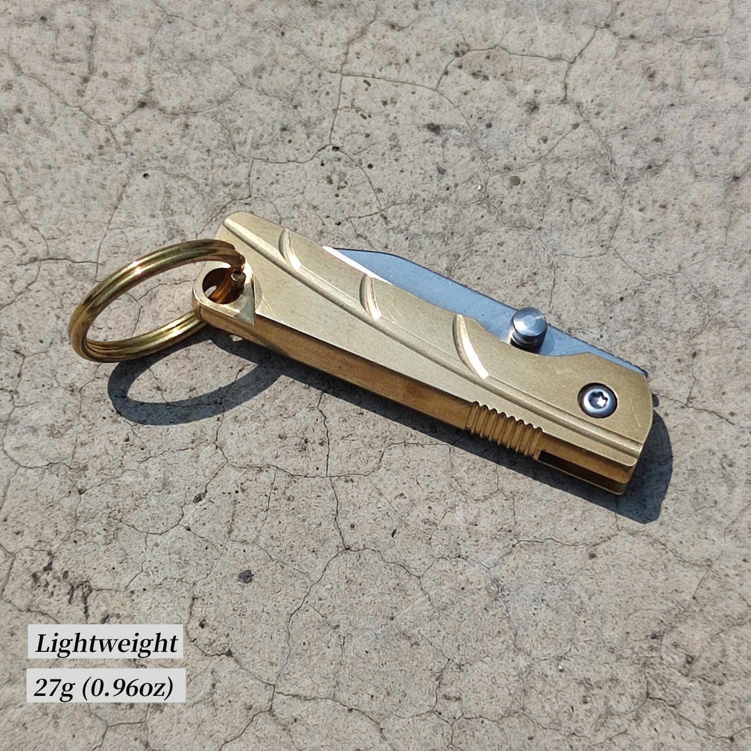 Small Keychain Knife,Mini Folding Pocket Knife,Brass Handle, Stainless Steel Blade, EDC Box Cutter,Small Gift for Women Men