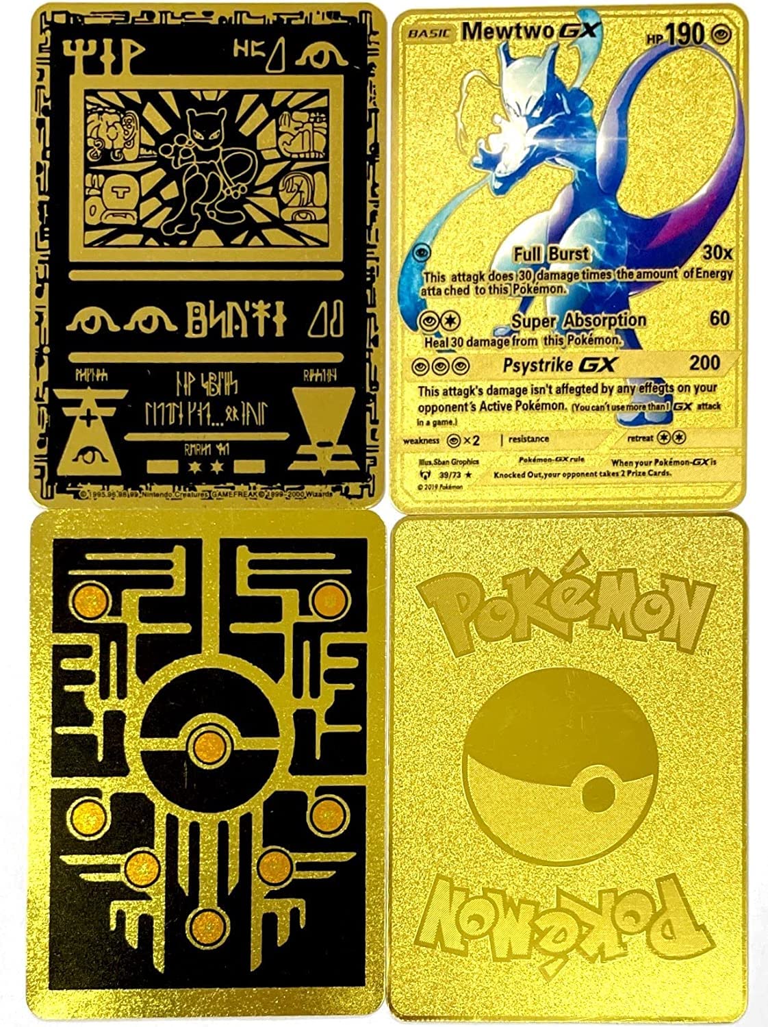 9PCS Metal Gold Plated Cards,GX, Ancient Metal Gold Card, Mewtwo GX Dark  Nova, Arceus GX, Vmax, Vstar, Lovely Pet Gold Card, Collector's Rare Metal  Card