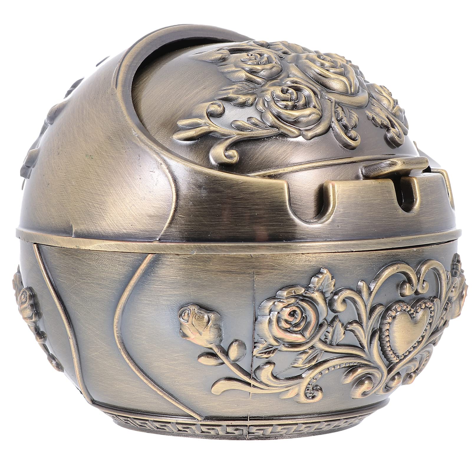 IMIKEYA Vintage Ashtray with Lid Windproof Metal Globe Cigarettes Smoking Ashtray Odor Eliminator for Outdoors Indoors Table Decoration-image-15