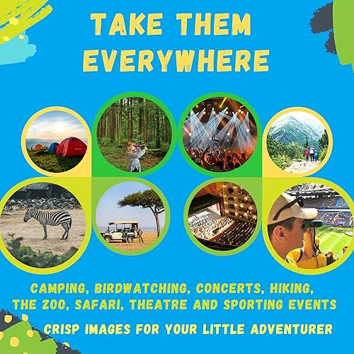 Miniatura 5 de Binoculares para niños de 8 x 21 pulgadas, color turquesa, de 3 a 12 años, a prueba de golpes para niños, óptica de alta resolución para observación