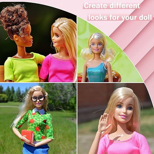 Miniatura 6 de Juego de 3 cepillos de pelo de muñeca, cepillos de peluca, alambre para el cuidado del cabello, juego de cepillo y peine de plástico para muñeca con