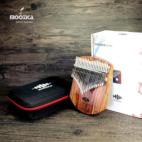 Miniatura 6 de MOOZICA Kalimba Piano de Pulgar de Koa Sólido de 21 Teclas, Kalimba Marimba Profesional Individual de Tablero Plano de Madera Maciza con