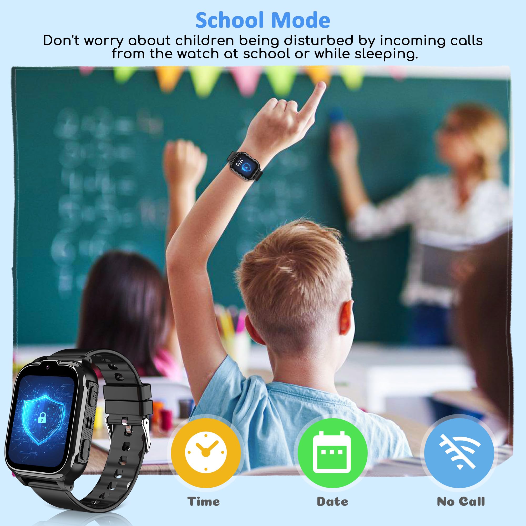 GPS Smartwatch Bambini 4G Telefono Chiamate SOS Giochi Sveglia