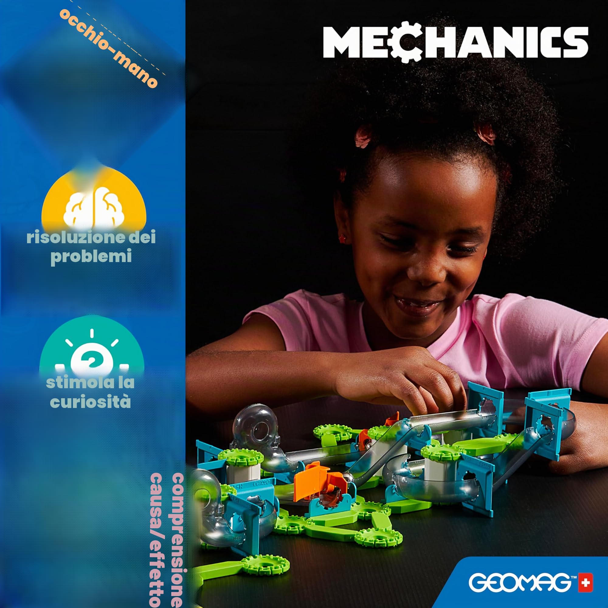 Geomag - Mechanics Gravity Race Track - Gioco Educativo e Creativo per Bambini - Costruzioni Magnetiche, Pista da Corsa con Blocchi Magnetici - Confezione da 67 Pezzi