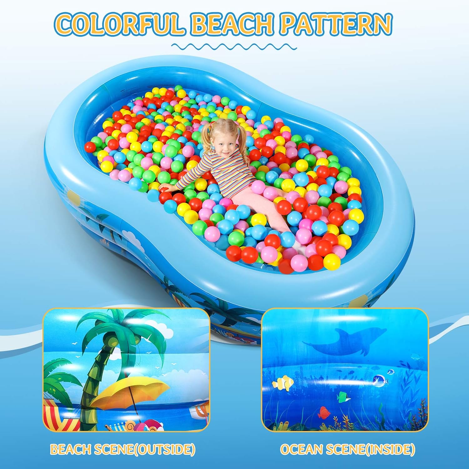 Flash Sale Buy 1 get 1 Inflatable Swimming Pool - 95” x 59” x 24”Full-Sized Family Lounge Pools for Kids & Adults, Kids Pool Blow Up Swim Center for Outdoor, Garden, Backyard, Summer Water Party - Inflatable Kiddie Pools