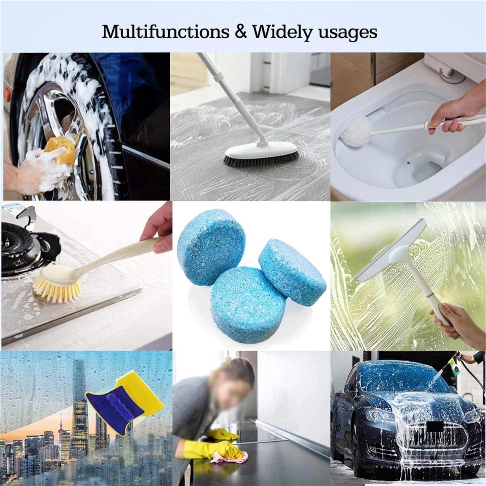 Pulizia cristalli Set solido concentrato per detergente per parabrezza per auto, compressa effervescente, liquido lavavetri universale per vetri Impianto Lavavetro Parabrezza(300PCS)