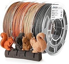 AMOLEN Wood PLA Filament Bundle 3D Printer Filament Wood Sets,Walnut,Cherry,Bamboo,Ebony,3D Printing Filament,PLA Filament 1.75mm,200g*4 Spools