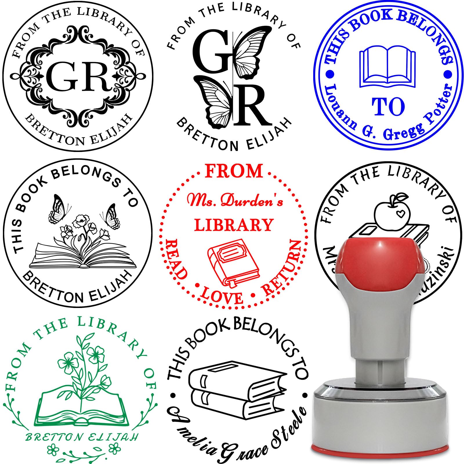Custom Book Embosser Personalised Stamp Customised Library Book Embosser Seal Stamp Text Logo Business Cards Paper Notebook 4 Color Available