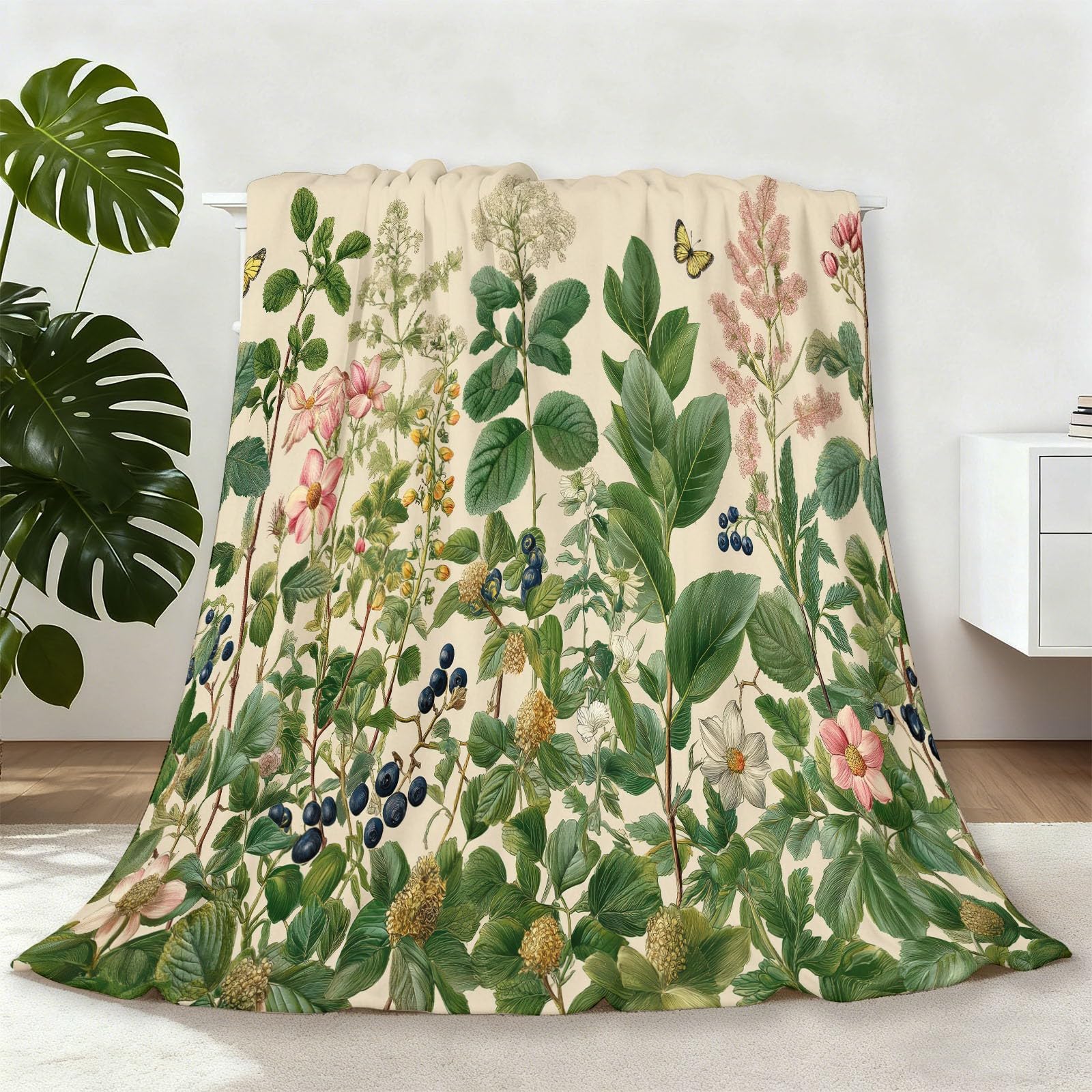 Couverture polaire moelleuse pour lit et canapé plaid chaud motif floral