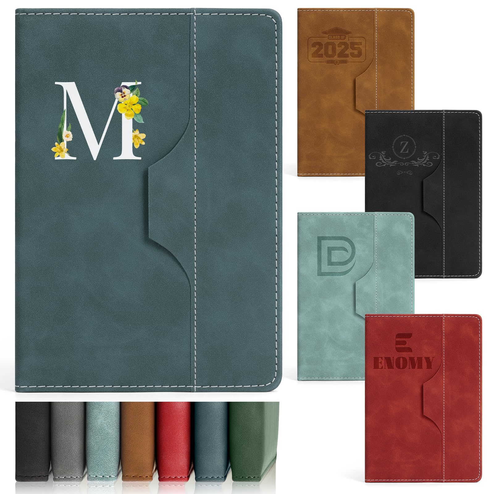 ENOMY A5 Personalized Notebook Leather Daily Custom Notebook 240 Pages Personalized Journal for Men Women Hardcover Lined Notebook for Work College